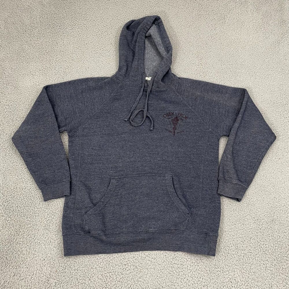 Obey Hoodie Men M Gray Propaganda Awareness Torch‎ Pullover